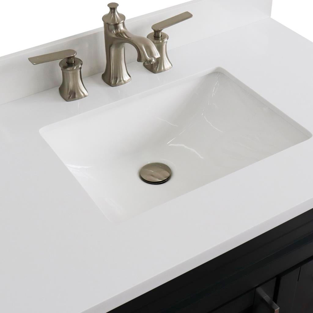 Bellaterra Home, Terni 37" Dark Gray Vanity, Door on Left, Rectangle Sink on Center, White Quartz#top-options_white-quartz-top