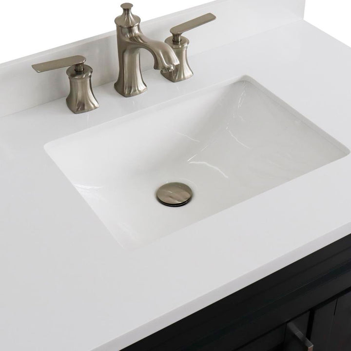 Bellaterra Home, Terni 37" Dark Gray Vanity, Door on Left, Rectangle Sink on Center, White Quartz#top-options_white-quartz-top