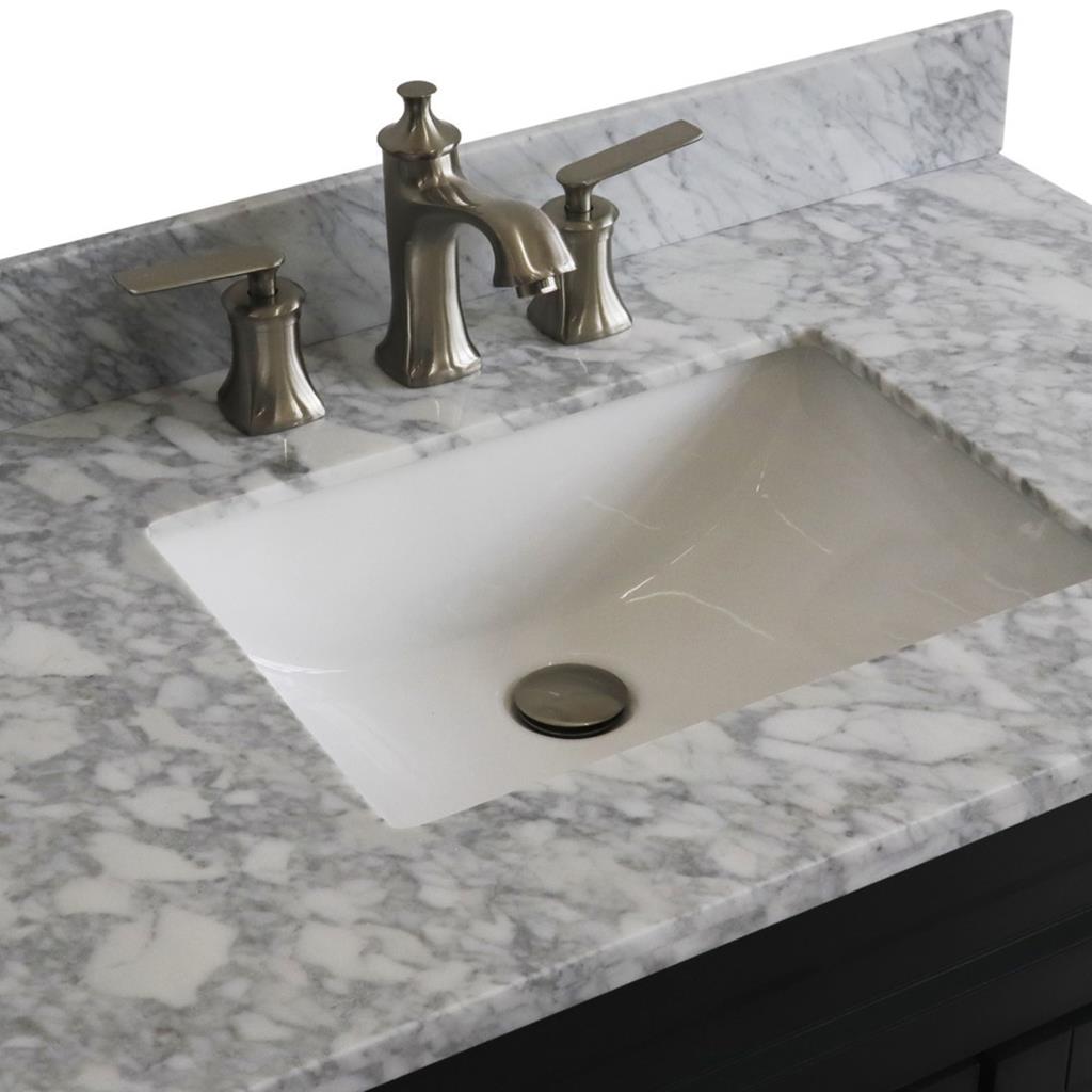 Bellaterra Home, Terni 37" Dark Gray Vanity, Door on Left, Rectangle Sink on Center, White Carrara Marble#top-options_white-carrara-marble-top