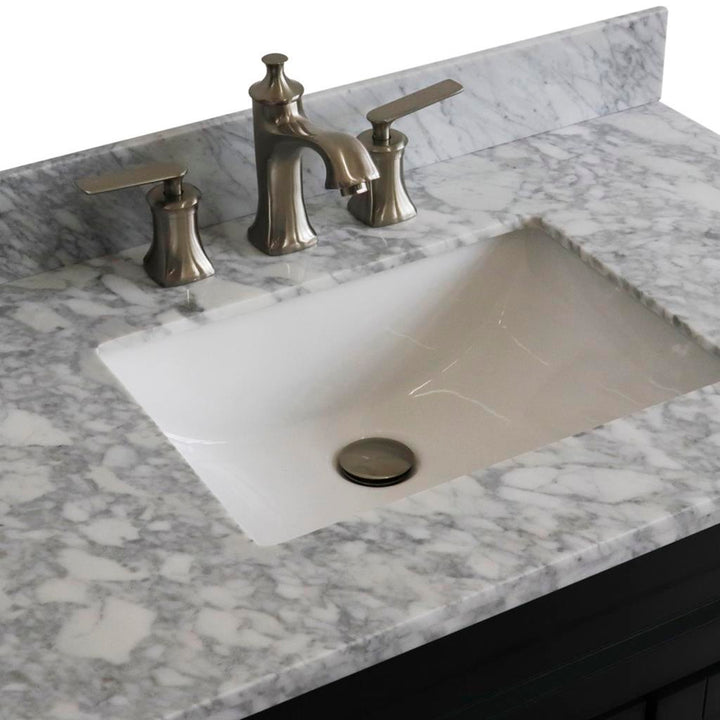 Bellaterra Home, Terni 37" Dark Gray Vanity, Door on Left, Rectangle Sink on Center, White Carrara Marble#top-options_white-carrara-marble-top