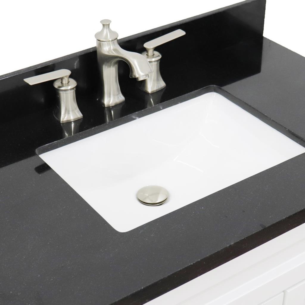 Bellaterra Home, Terni 37" White Vanity, Door on Left, Rectangle Sink on Center, Black Galaxy Granite#top-options_black-galaxy-granite-top