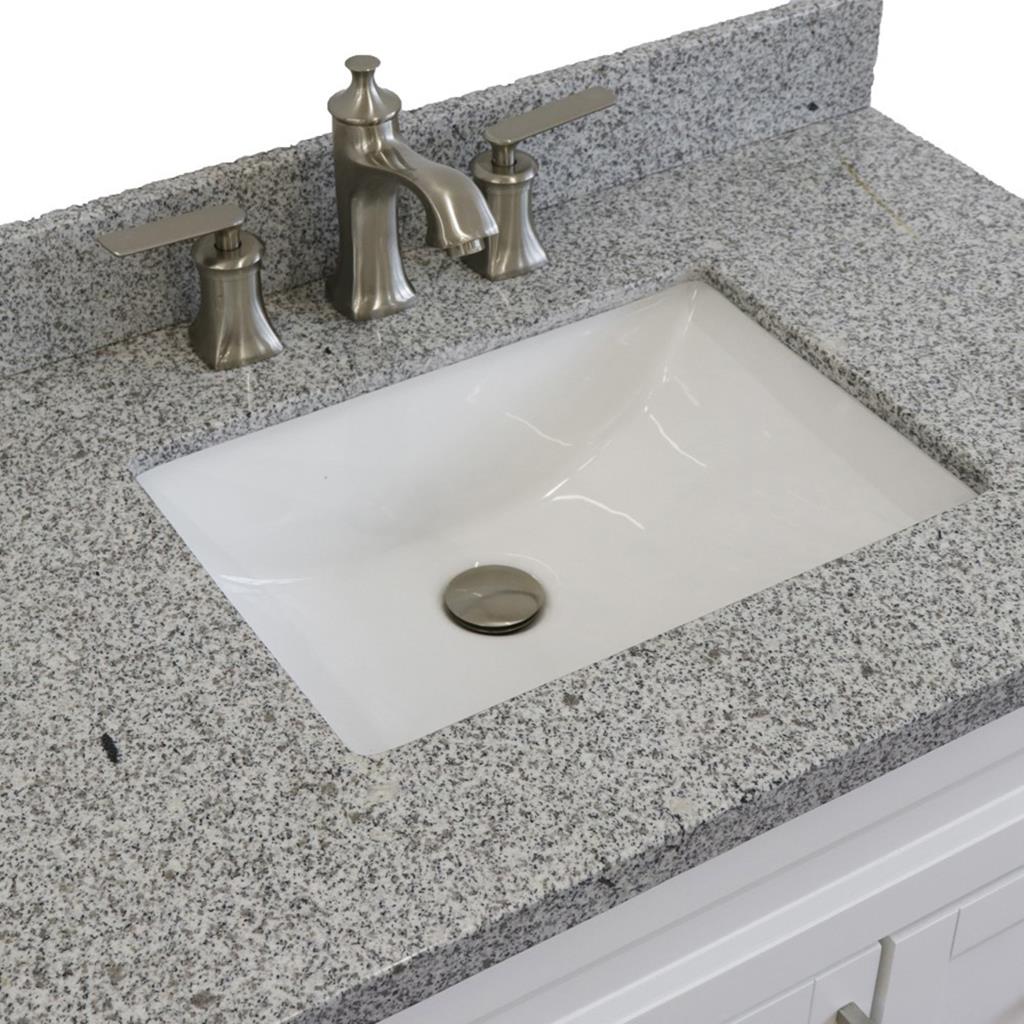 Bellaterra Home, Terni 37" White Vanity, Door on Left, Rectangle Sink on Center, Gray Granite#top-options_gray-granite-top