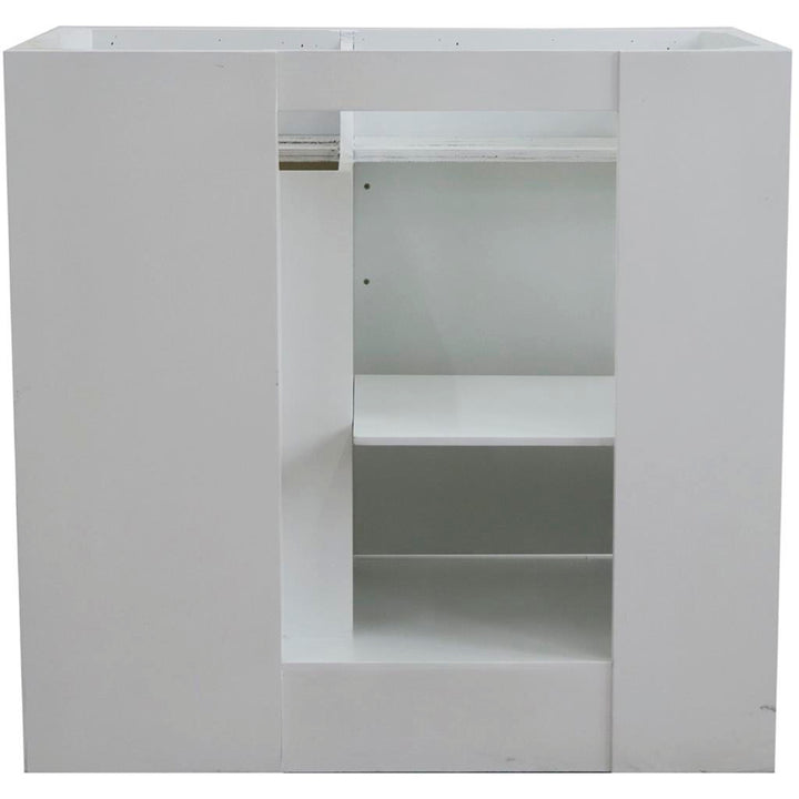 Bellaterra Home, Terni 37" White Vanity, Door on Left, Round Sink on Center, White Carrara Marble#top-options_white-carrara-marble-top