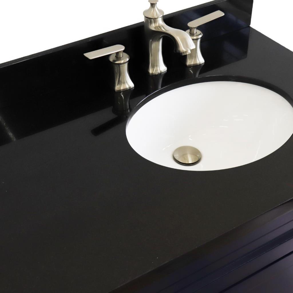 Bellaterra Home, Terni 37" Blue Vanity, Door on Right, Oval Sink on Right, Black Galaxy Granite#top-options_black-galaxy-granite-top
