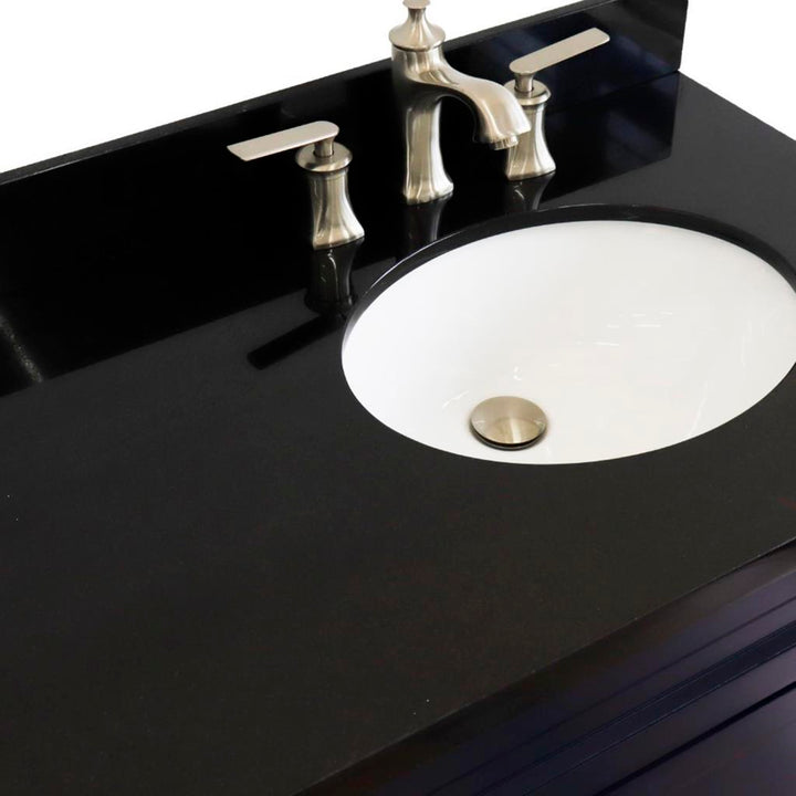 Bellaterra Home, Terni 37" Blue Vanity, Door on Right, Oval Sink on Right, Black Galaxy Granite#top-options_black-galaxy-granite-top