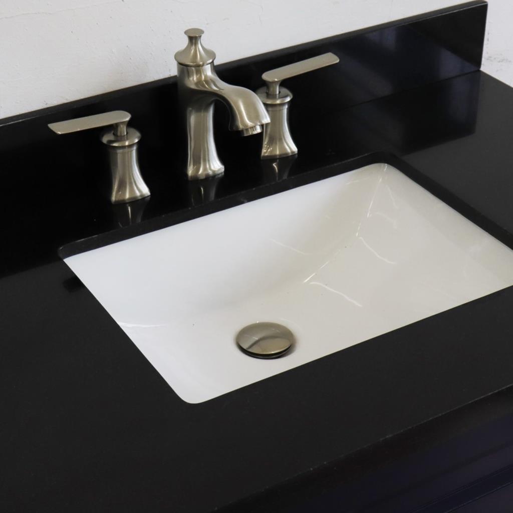 Bellaterra Home, Terni 37" Blue Vanity, Door on Right, Rectangle Sink on Center, Black Galaxy Granite#top-options_black-galaxy-granite-top