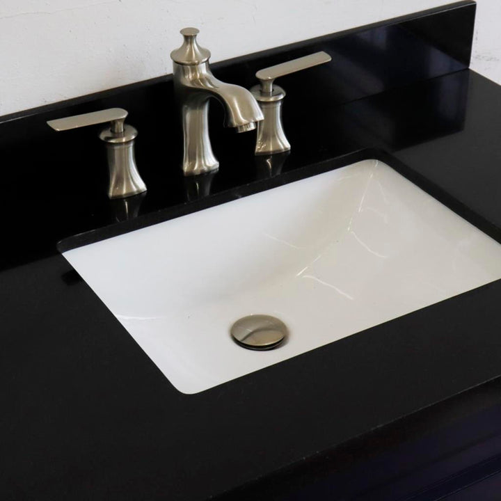 Bellaterra Home, Terni 37" Blue Vanity, Door on Right, Rectangle Sink on Center, Black Galaxy Granite#top-options_black-galaxy-granite-top