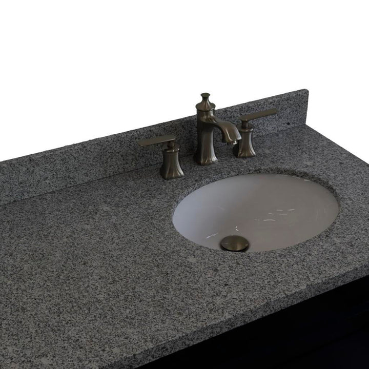 Bellaterra Home, Terni 37" Blue Vanity, Door on Right, Oval Sink on Right, Gray Granite#top-options_gray-granite-top