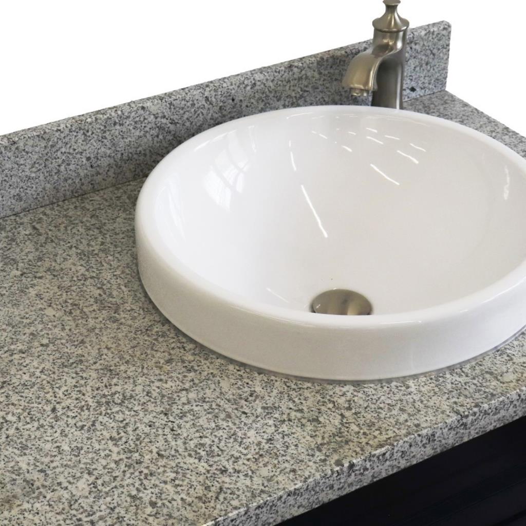 Bellaterra Home, Terni 37" Blue Vanity, Door on Right, Round Sink on Right, Gray Granite#top-options_gray-granite-top