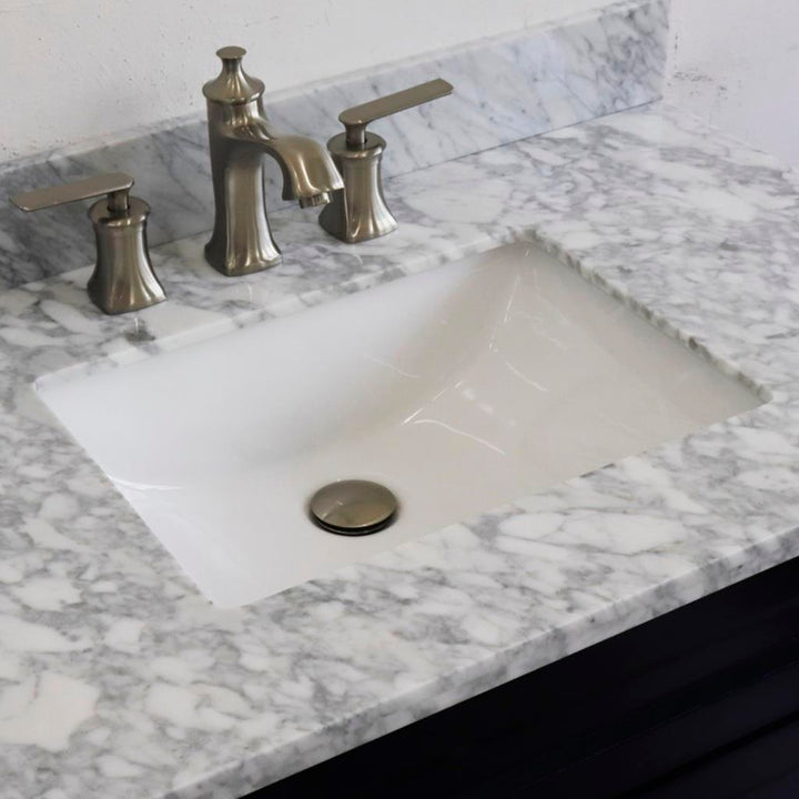 Bellaterra Home, Terni 37" Blue Vanity, Door on Right, Rectangle Sink on Center, White Carrara Marble#top-options_white-carrara-marble-top