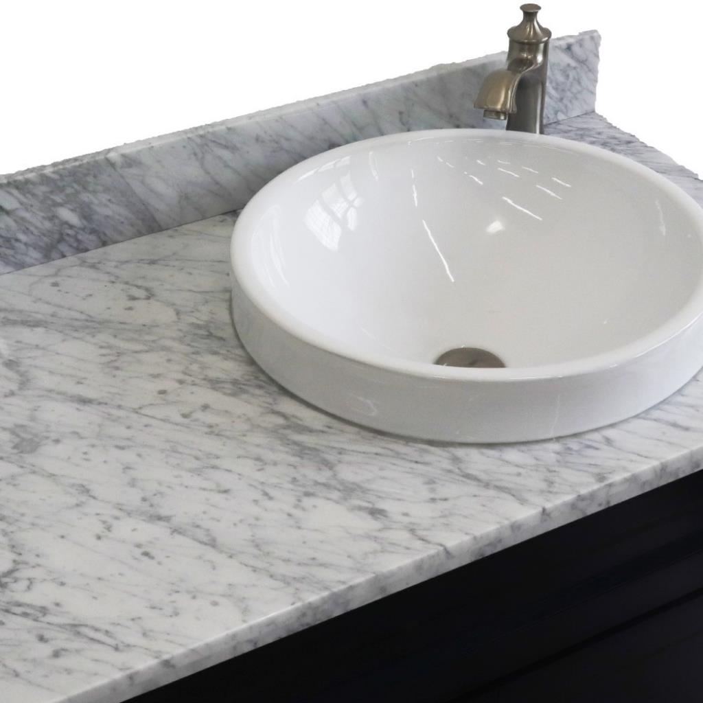 Bellaterra Home, Terni 37" Blue Vanity, Door on Right, Round Sink on Right, White Carrara Marble#top-options_white-carrara-marble-top