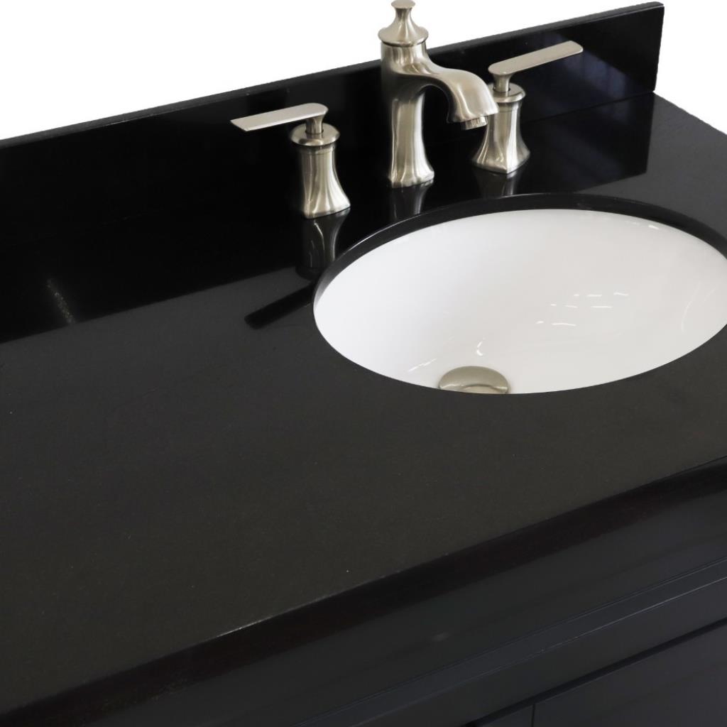 Bellaterra Home, Terni 37" Dark Gray Vanity, Door on Right, Oval Sink on Right, Black Galaxy Granite#top-options_black-galaxy-granite-top
