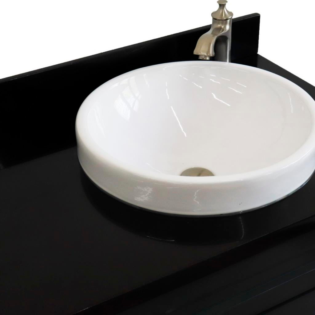 Bellaterra Home, Terni 37" Dark Gray Vanity, Door on Right, Round Sink on Right, Black Galaxy Granite#top-options_black-galaxy-granite-top