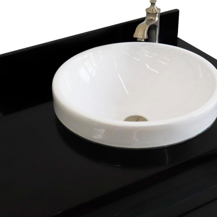 Bellaterra Home, Terni 37" Dark Gray Vanity, Door on Right, Round Sink on Right, Black Galaxy Granite#top-options_black-galaxy-granite-top