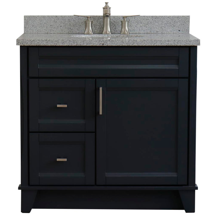 Bellaterra Home, Terni 37" Dark Gray Vanity, Door on Right, Oval Sink on Center, Gray Granite#top-options_gray-granite-top