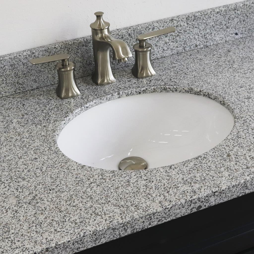 Bellaterra Home, Terni 37" Dark Gray Vanity, Door on Right, Oval Sink on Center, Gray Granite#top-options_gray-granite-top