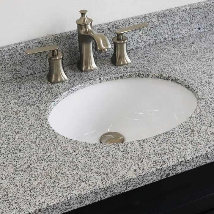 Bellaterra Home, Terni 37" Dark Gray Vanity, Door on Right, Oval Sink on Center, Gray Granite#top-options_gray-granite-top