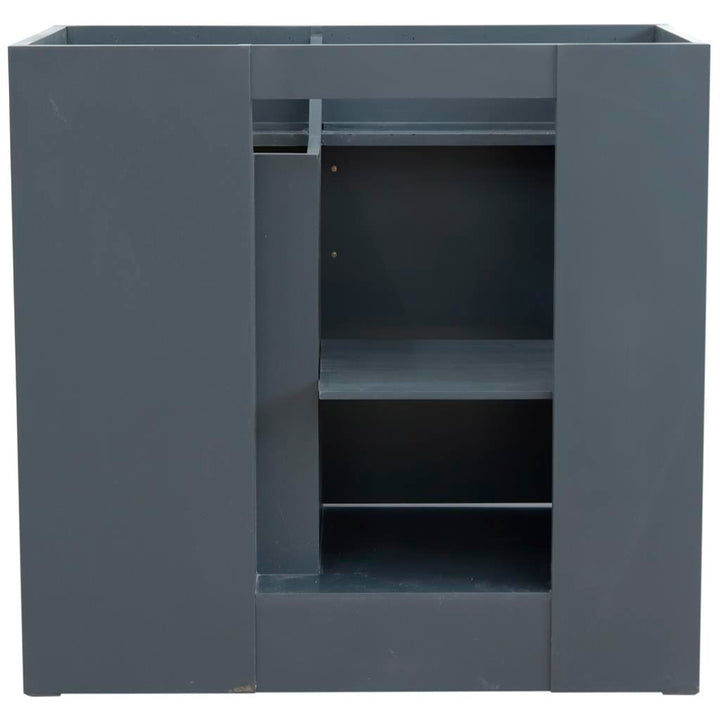 Bellaterra Home, Terni 37" Dark Gray Vanity, Door on Right, Oval Sink on Center, Gray Granite#top-options_gray-granite-top