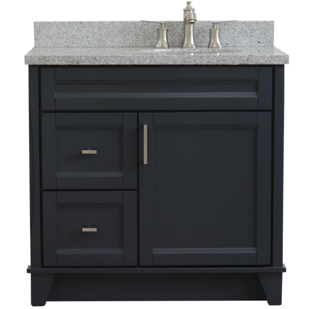 Bellaterra Home, Terni 37" Dark Gray Vanity, Door on Right, Oval Sink on Right, Gray Granite#top-options_gray-granite-top