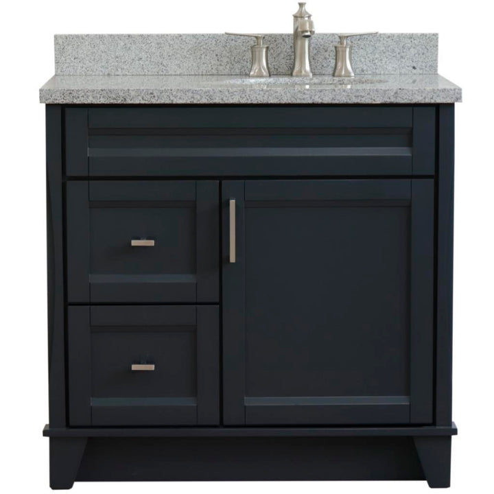 Bellaterra Home, Terni 37" Dark Gray Vanity, Door on Right, Oval Sink on Right, Gray Granite#top-options_gray-granite-top