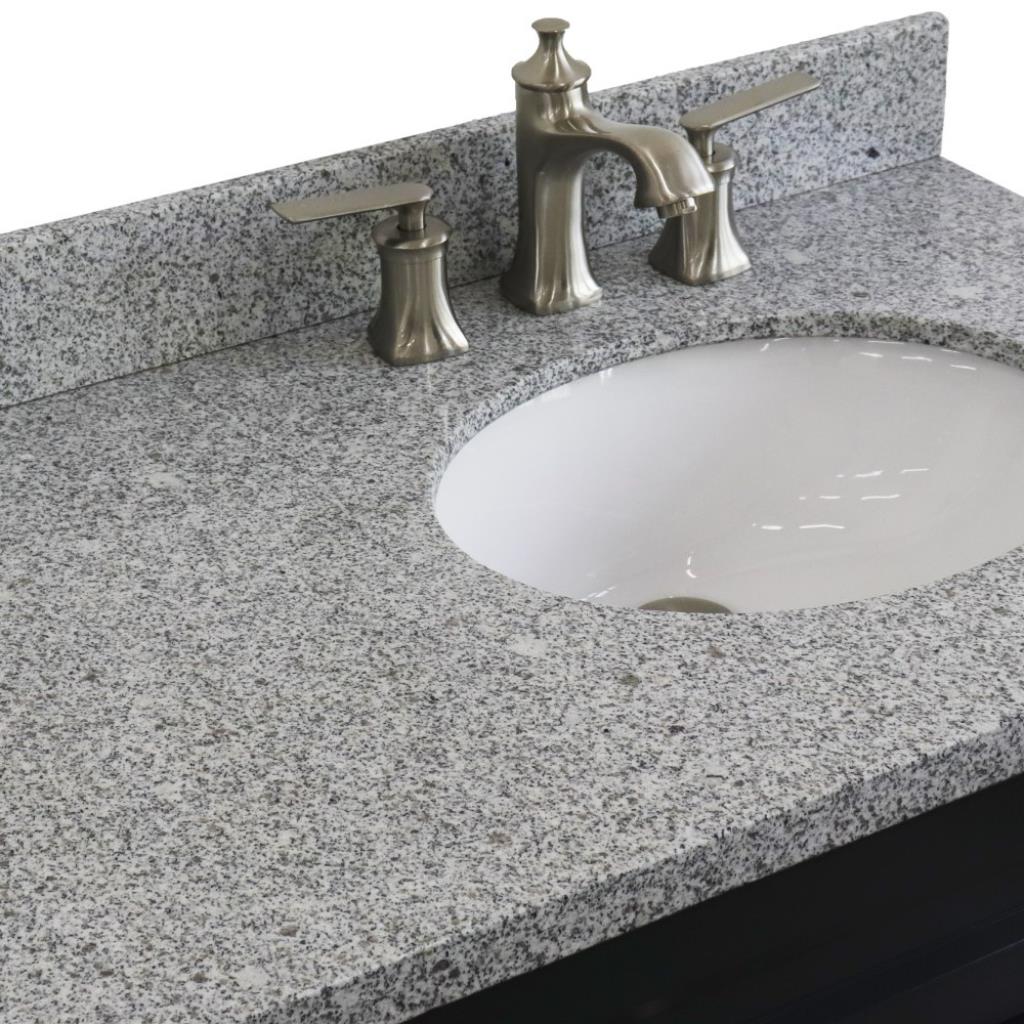 Bellaterra Home, Terni 37" Dark Gray Vanity, Door on Right, Oval Sink on Right, Gray Granite#top-options_gray-granite-top