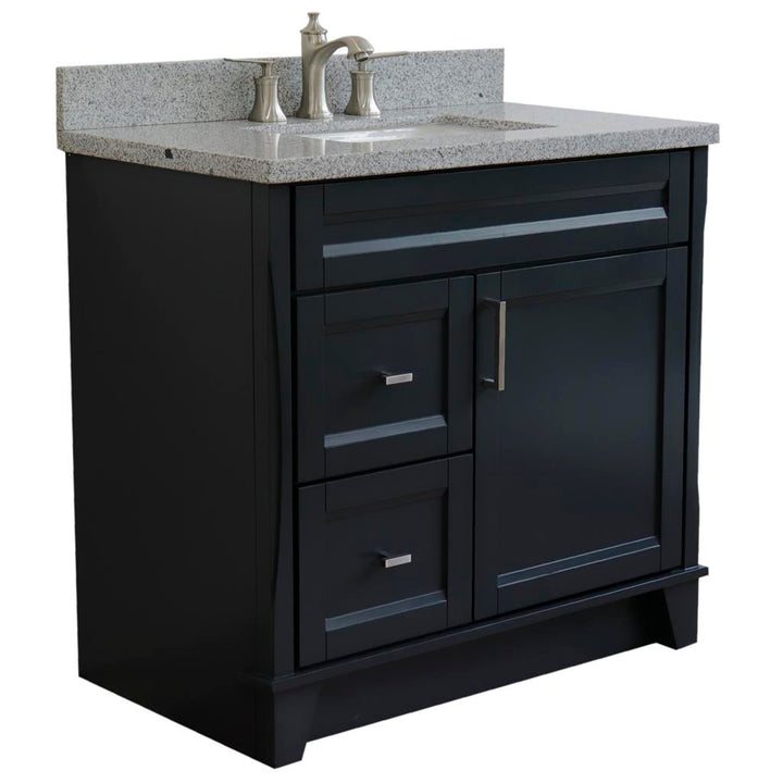 Bellaterra Home, Terni 37" Dark Gray Vanity, Door on Right, Rectangle Sink on Center, Gray Granite#top-options_gray-granite-top