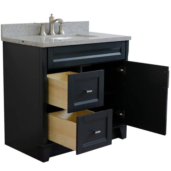 Bellaterra Home, Terni 37" Dark Gray Vanity, Door on Right, Rectangle Sink on Center, Gray Granite#top-options_gray-granite-top