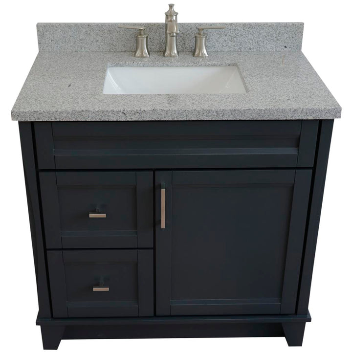 Bellaterra Home, Terni 37" Dark Gray Vanity, Door on Right, Rectangle Sink on Center, Gray Granite#top-options_gray-granite-top