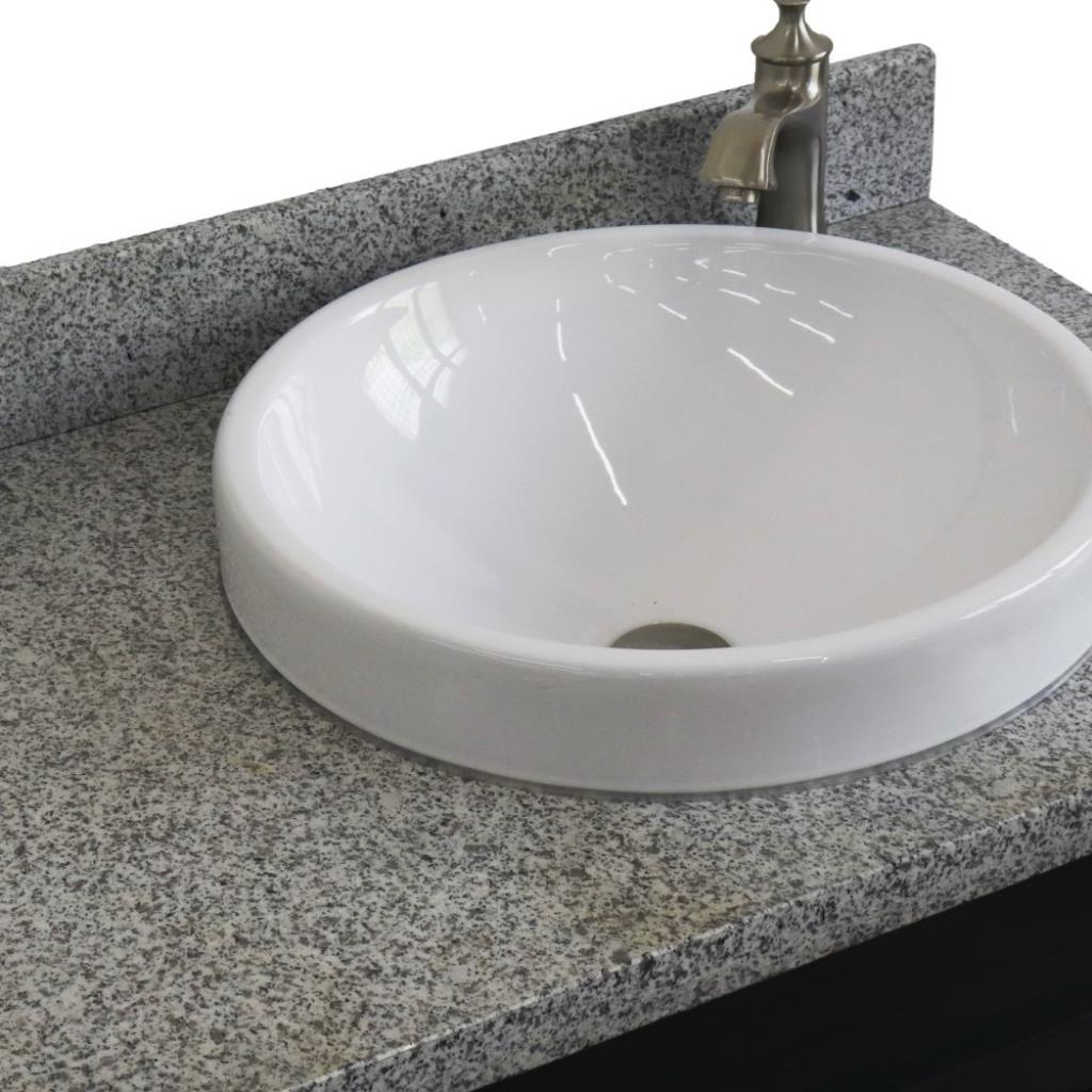 Bellaterra Home, Terni 37" Dark Gray Vanity, Door on Right, Round Sink on Right, Gray Granite#top-options_gray-granite-top