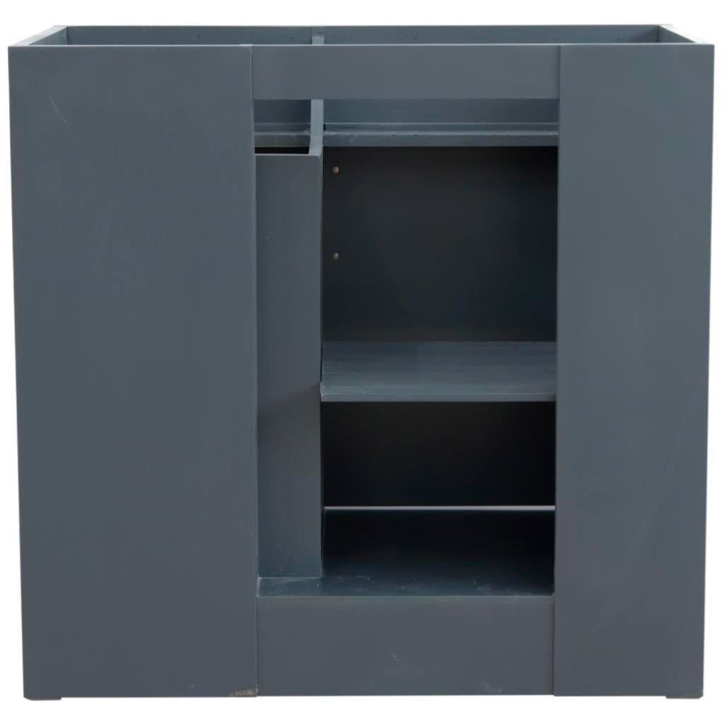 Bellaterra Home, Terni 37" Dark Gray Vanity, Door on Right, Round Sink on Right, Gray Granite#top-options_gray-granite-top