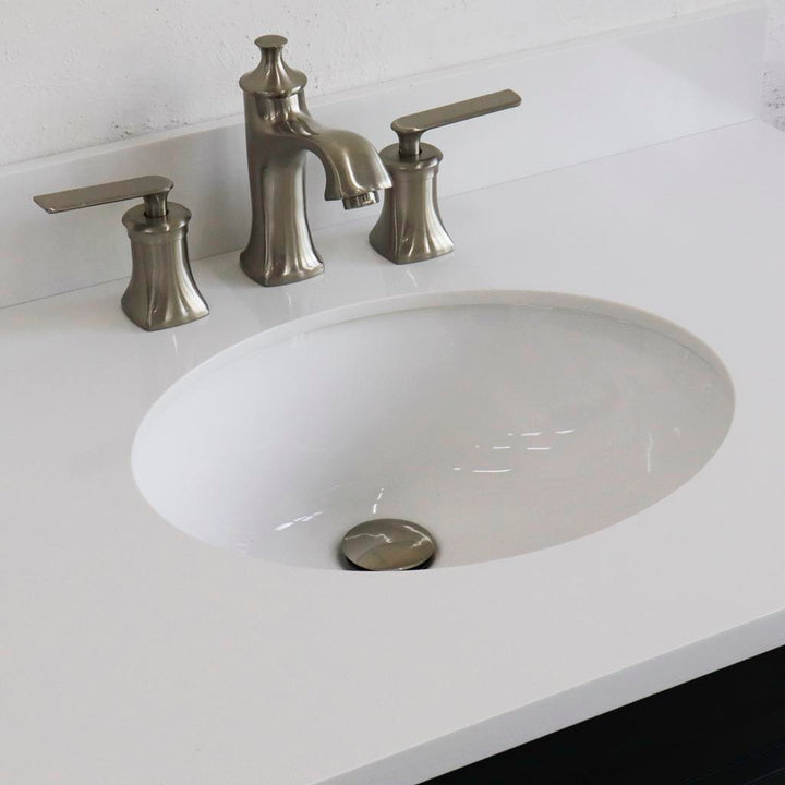 Bellaterra Home, Terni 37" Dark Gray Vanity, Door on Right, Oval Sink on Center, White Quartz#top-options_white-quartz-top