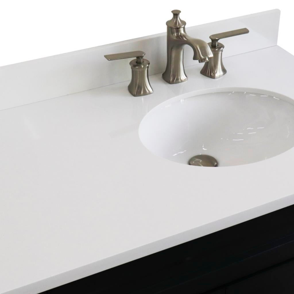 Bellaterra Home, Terni 37" Dark Gray Vanity, Door on Right, Oval Sink on Right, White Quartz#top-options_white-quartz-top