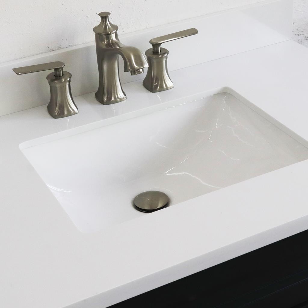 Bellaterra Home, Terni 37" Dark Gray Vanity, Door on Right, Rectangle Sink on Center, White Quartz#top-options_white-quartz-top