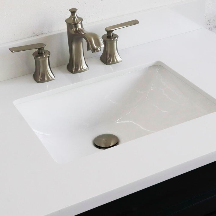Bellaterra Home, Terni 37" Dark Gray Vanity, Door on Right, Rectangle Sink on Center, White Quartz#top-options_white-quartz-top