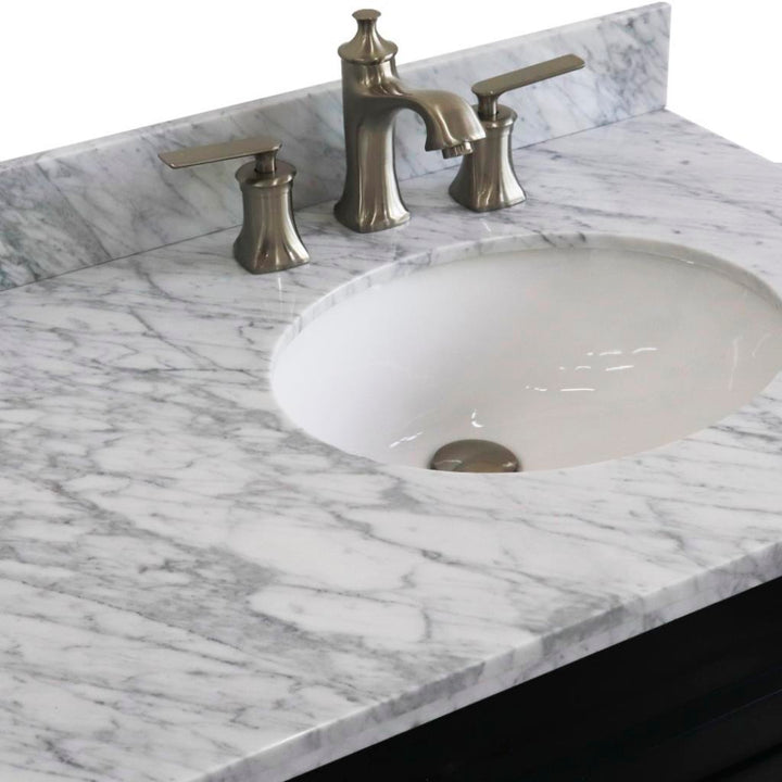 Bellaterra Home, Terni 37" Dark Gray Vanity, Door on Right, Oval Sink on Right, White Carrara Marble#top-options_white-carrara-marble-top
