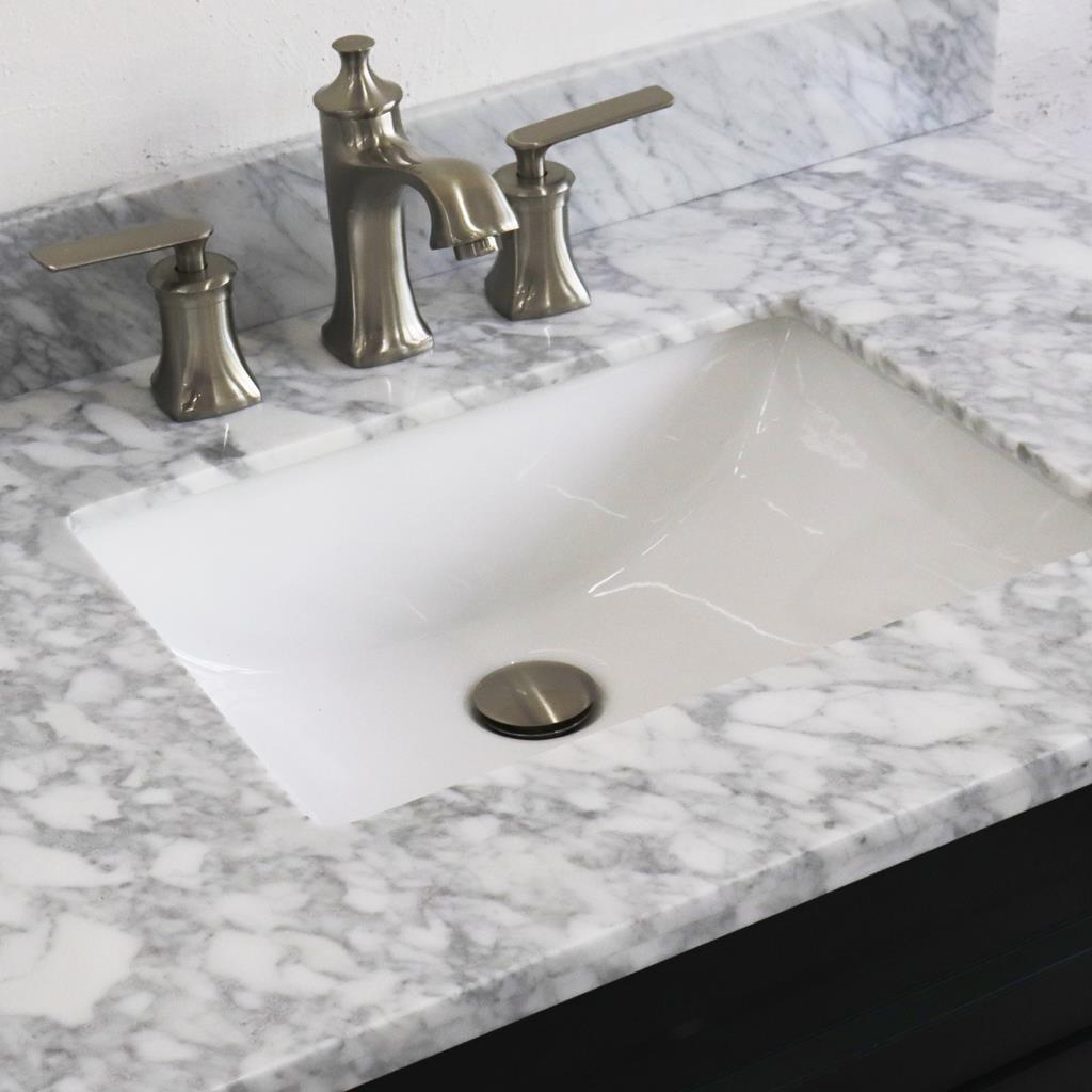 Bellaterra Home, Terni 37" Dark Gray Vanity, Door on Right, Rectangle Sink on Center, White Carrara Marble#top-options_white-carrara-marble-top