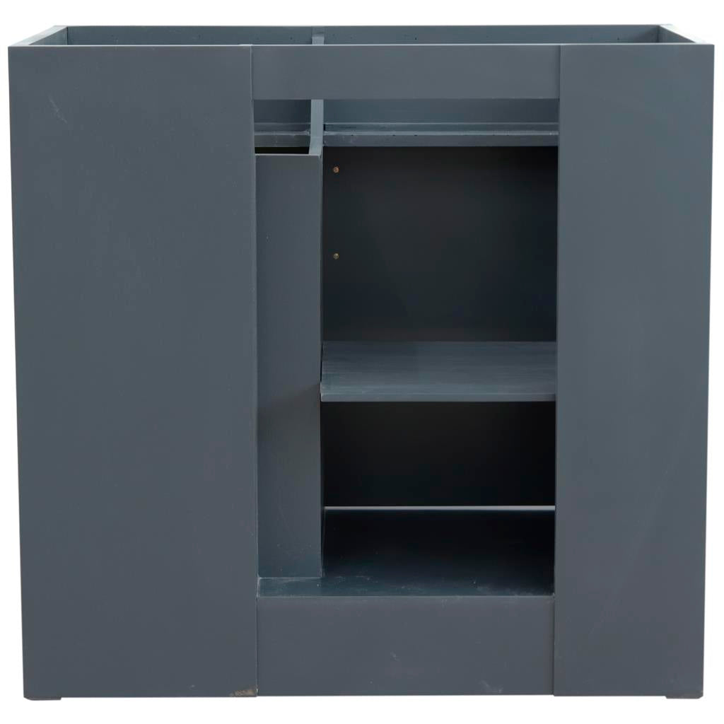 Bellaterra Home, Terni 37" Dark Gray Vanity, Door on Right, Rectangle Sink on Center, White Carrara Marble#top-options_white-carrara-marble-top