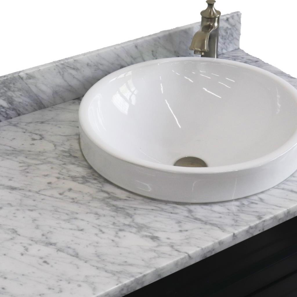 Bellaterra Home, Terni 37" Dark Gray Vanity, Door on Right, Round Sink on Right, White Carrara Marble#top-options_white-carrara-marble-top