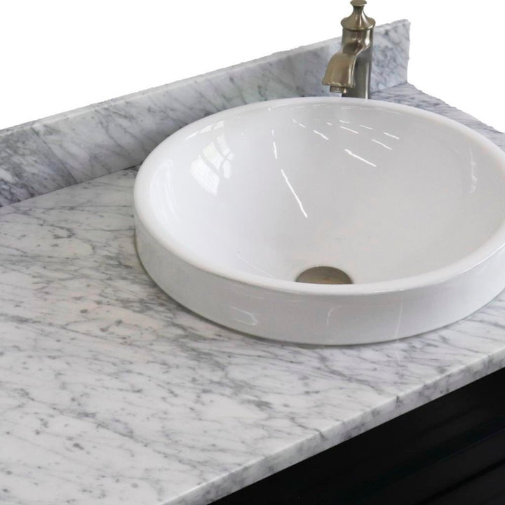 Bellaterra Home, Terni 37" Dark Gray Vanity, Door on Right, Round Sink on Right, White Carrara Marble#top-options_white-carrara-marble-top