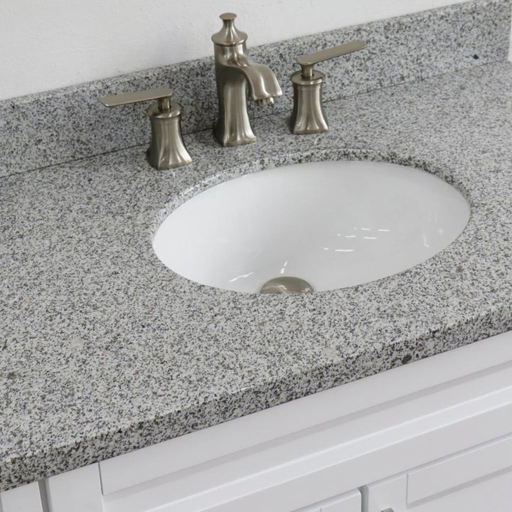 Bellaterra Home, Terni 37" White Vanity, Door on Right, Oval Sink on Center, Gray Granite#top-options_gray-granite-top