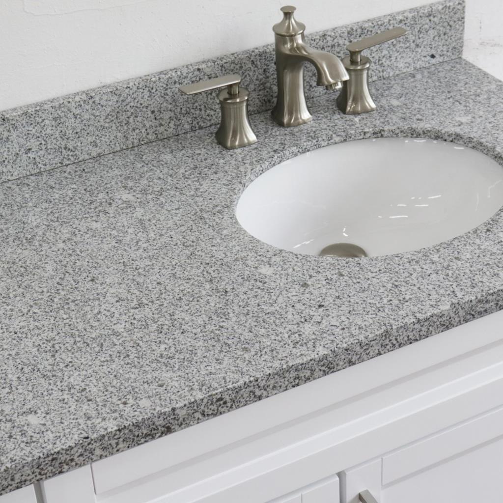 Bellaterra Home, Terni 37" White Vanity, Door on Right, Oval Sink on Right, Gray Granite#top-options_gray-granite-top