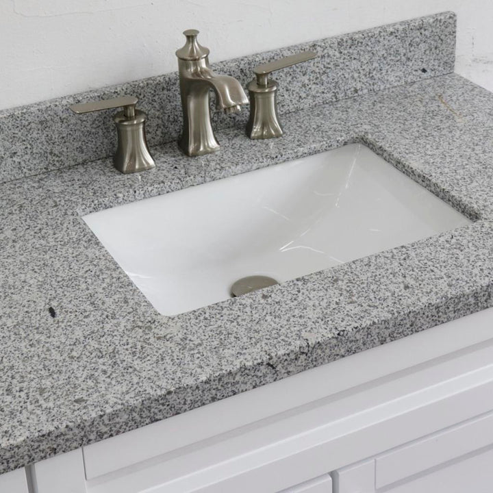 Bellaterra Home, Terni 37" White Vanity, Door on Right, Rectangle Sink on Center, Gray Granite#top-options_gray-granite-top