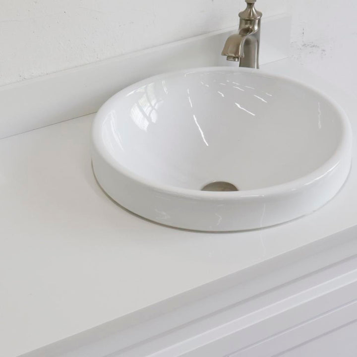 Bellaterra Home, Terni 37" White Vanity, Door on Right, Round Sink on Right, White Quartz#top-options_white-quartz-top