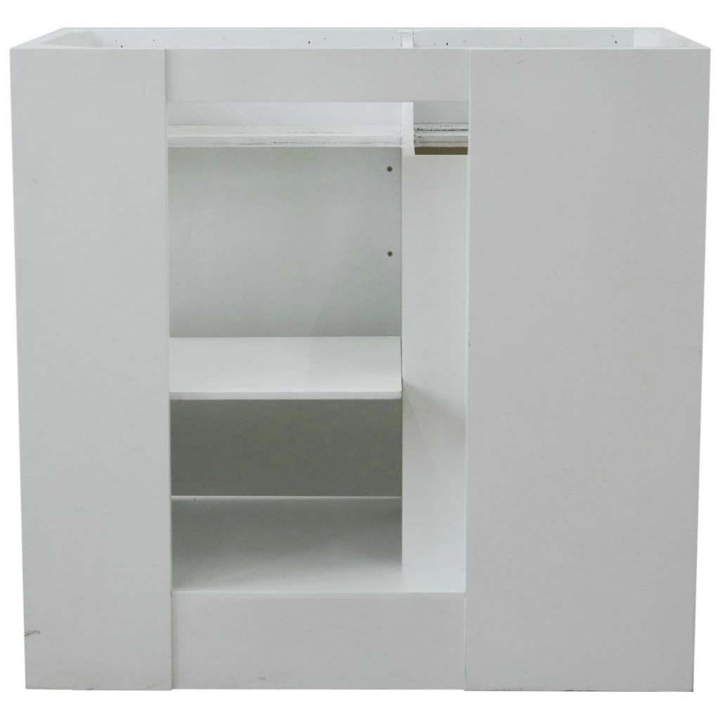 Bellaterra Home, Terni 37" White Vanity, Door on Right, Round Sink on Right, White Quartz#top-options_white-quartz-top