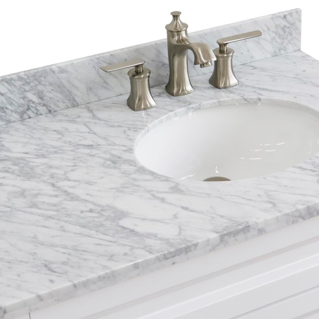 Bellaterra Home, Terni 37" White Vanity, Door on Right, Oval Sink on Right, White Carrara Marble#top-options_white-carrara-marble-top