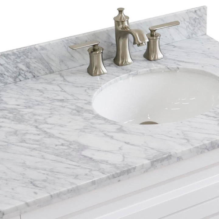 Bellaterra Home, Terni 37" White Vanity, Door on Right, Oval Sink on Right, White Carrara Marble#top-options_white-carrara-marble-top