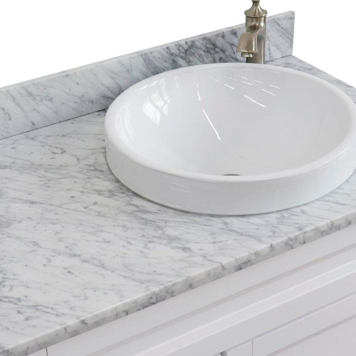 Bellaterra Home, Terni 37" White Vanity, Door on Right, Round Sink on Right, White Carrara Marble#top-options_white-carrara-marble-top