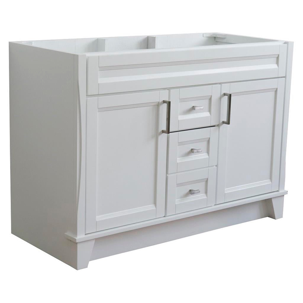 Bellaterra Home, Terni 48" White Double Vanity, Cabinet Only, Cabinet Only (No Top)#top-options_cabinet-only-(no-top)-top