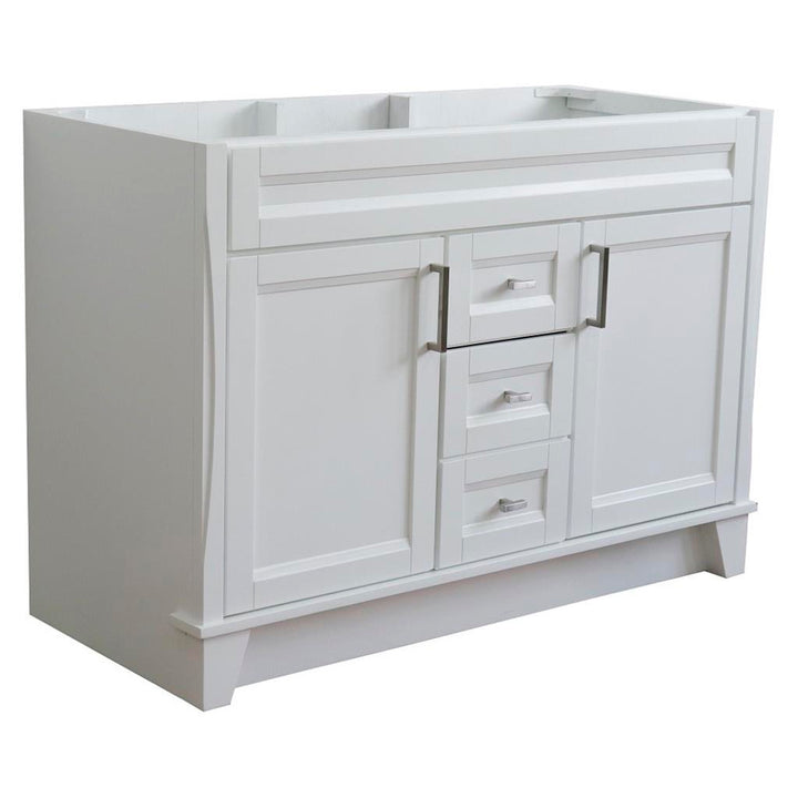 Bellaterra Home, Terni 48" White Double Vanity, Cabinet Only, Cabinet Only (No Top)#top-options_cabinet-only-(no-top)-top
