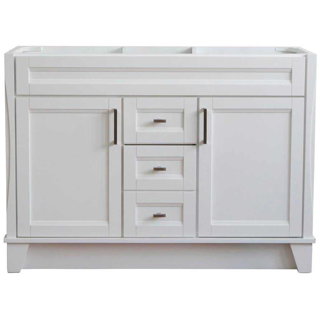 Bellaterra Home, Terni 48" White Double Vanity, Cabinet Only, Cabinet Only (No Top)#top-options_cabinet-only-(no-top)-top